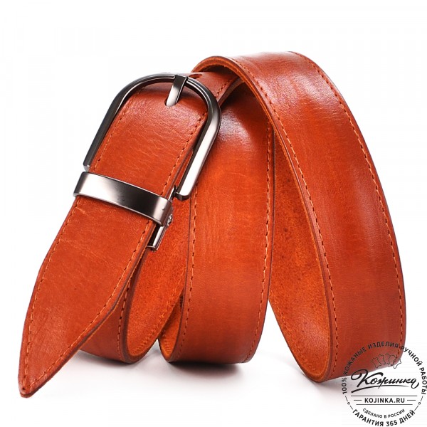 Кожаный ремень "Роуз" (рыжий). фото 1